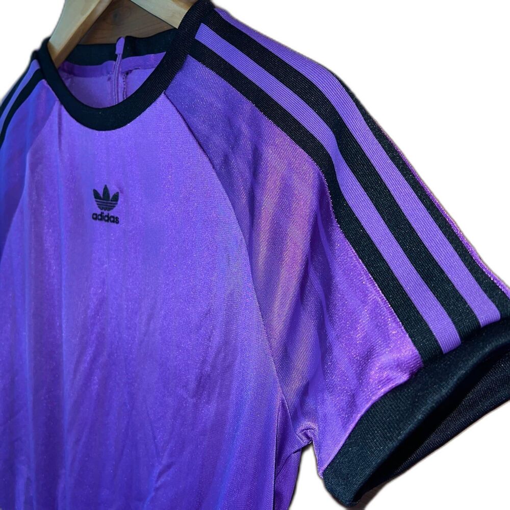 Adidas Purple With Black Three Stripes Short Sleeve Romper/Jumpsuit Size M - Picture 3 of 9